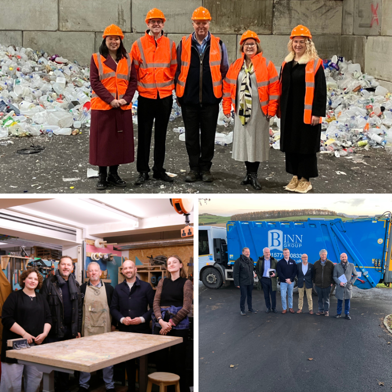 A collage of photos from visits undertaken as part of consideration of the Circular Economy (Scotland) Bill